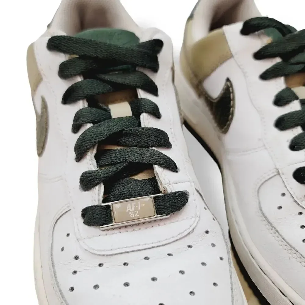 Vintage Y2K Nike Air Force 1 '07 White Dark Army Green Tweed 314192-132 Y5.5/ W7